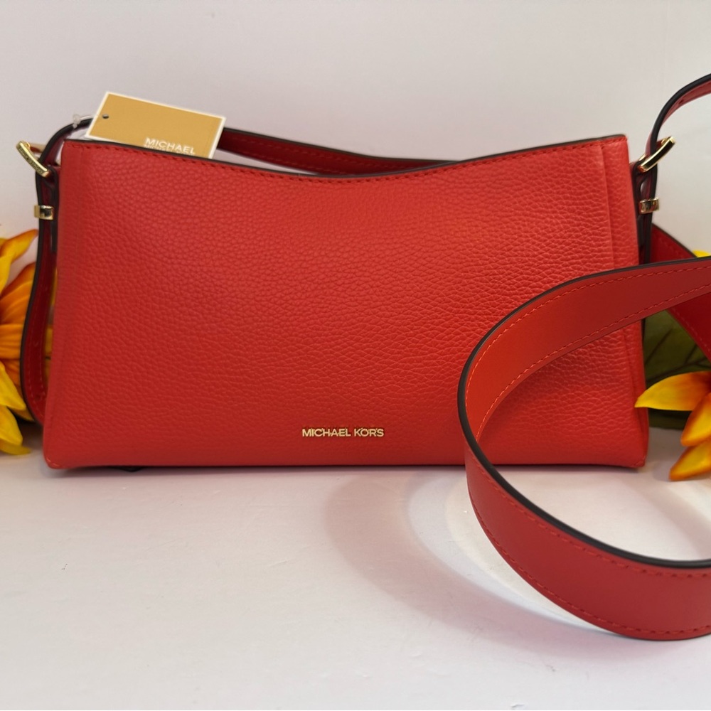 Michael Kors Vibrant Burnt Sienna Leather Crossbody Bag